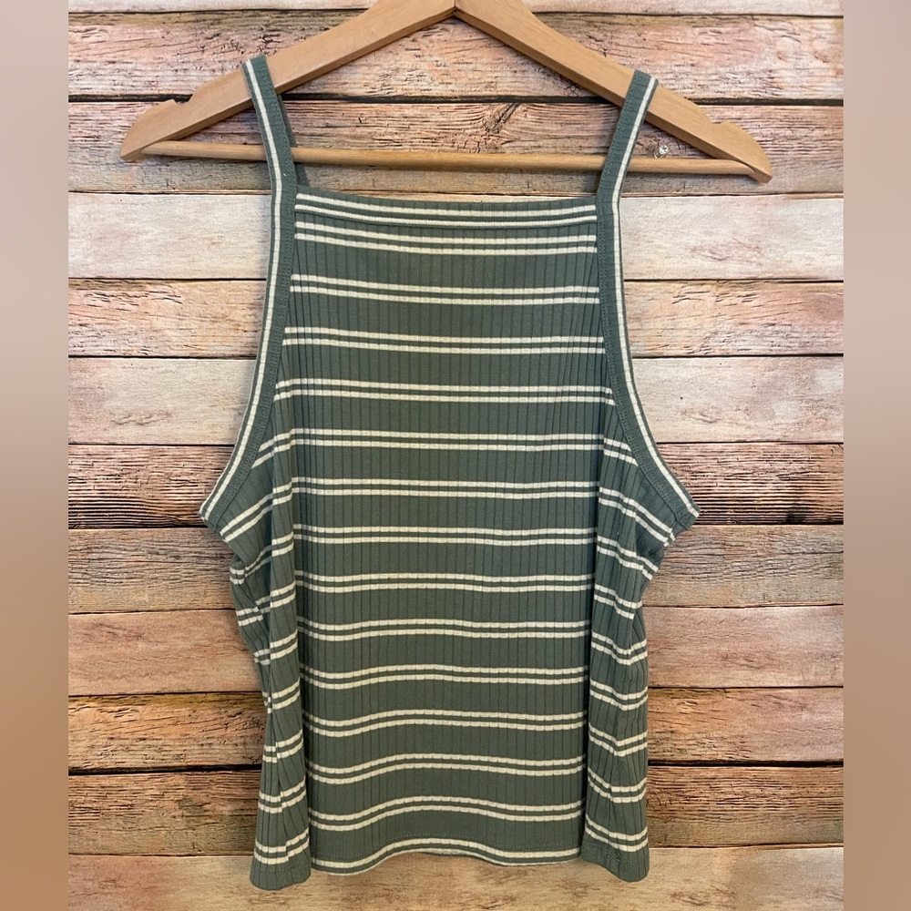 Women's MUDD Green & White Striped Tank Top Size XL